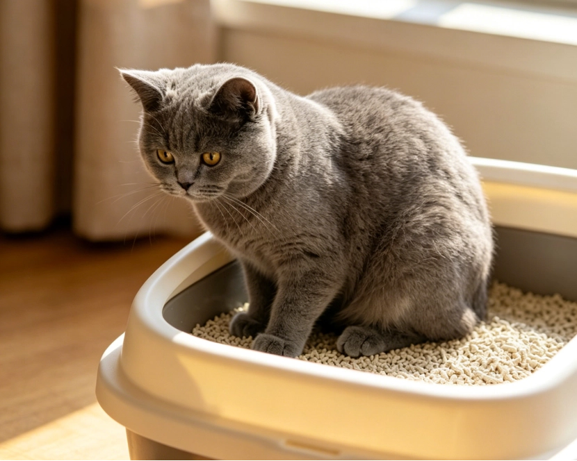 cat using tofu litter