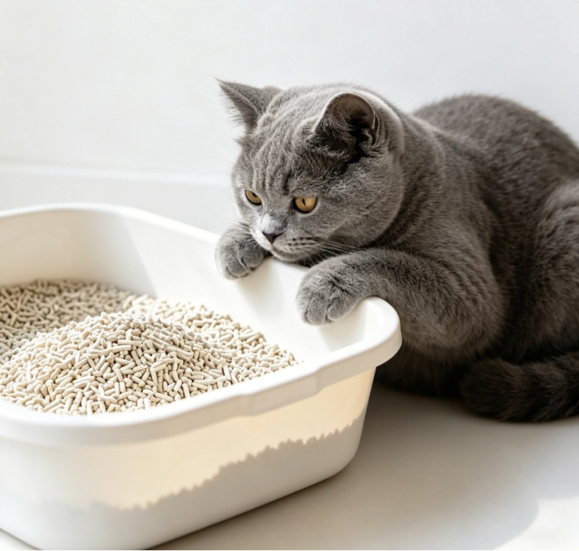 cat near tofu litter