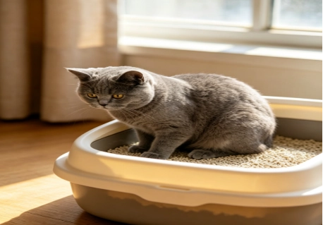 cat on the litter