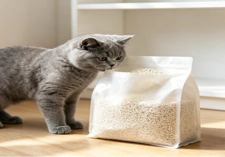 a cat smells cat litter